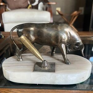 Vintage brass bull pen holder